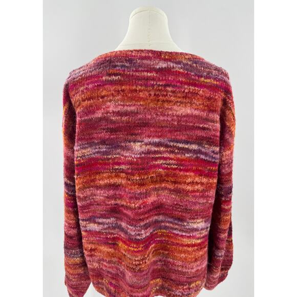 Peruvian Connection Alpaca Sweater Knit Red Stripe Long Sleeve - Picture 5 of 10